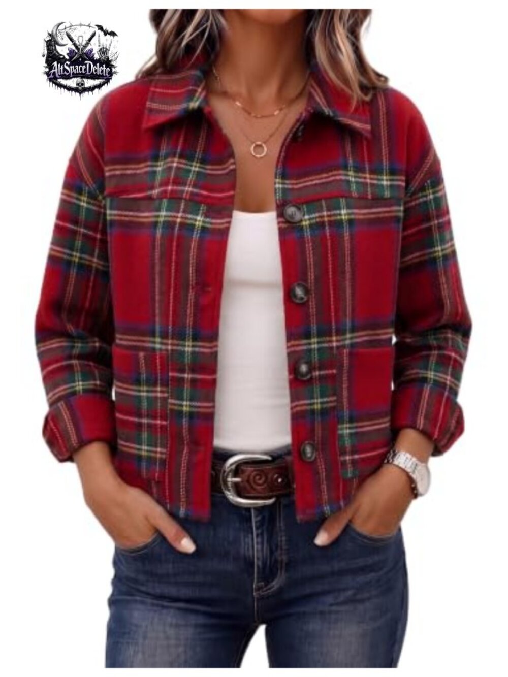 Flannel Cropped Plaid Shacket Button Down Fall Jacket